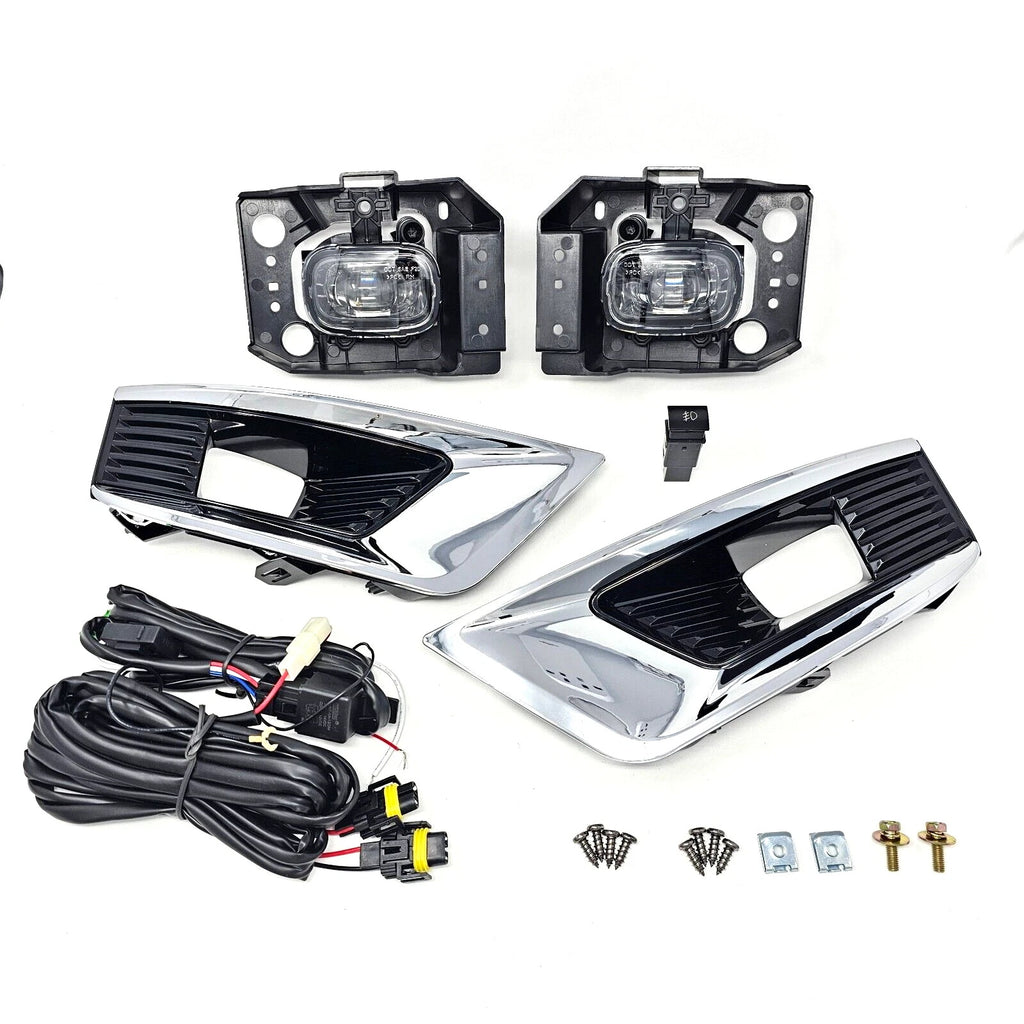 Clear Lens LED Fog Lights Kit For 2021-2023 Nissan Armada with Bezel Switch Wires Relay OEM# 26150-00Q0B / 26155-00Q0E