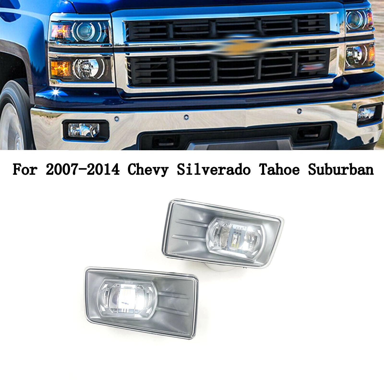 Built-in LED For 07-13 Chevrolet Avalanche Front Bumper Clear Fog Driving Lights Set with Off Road Package Model Only OEM#GM2593160 / GM2592160, 22872763 / 22872762