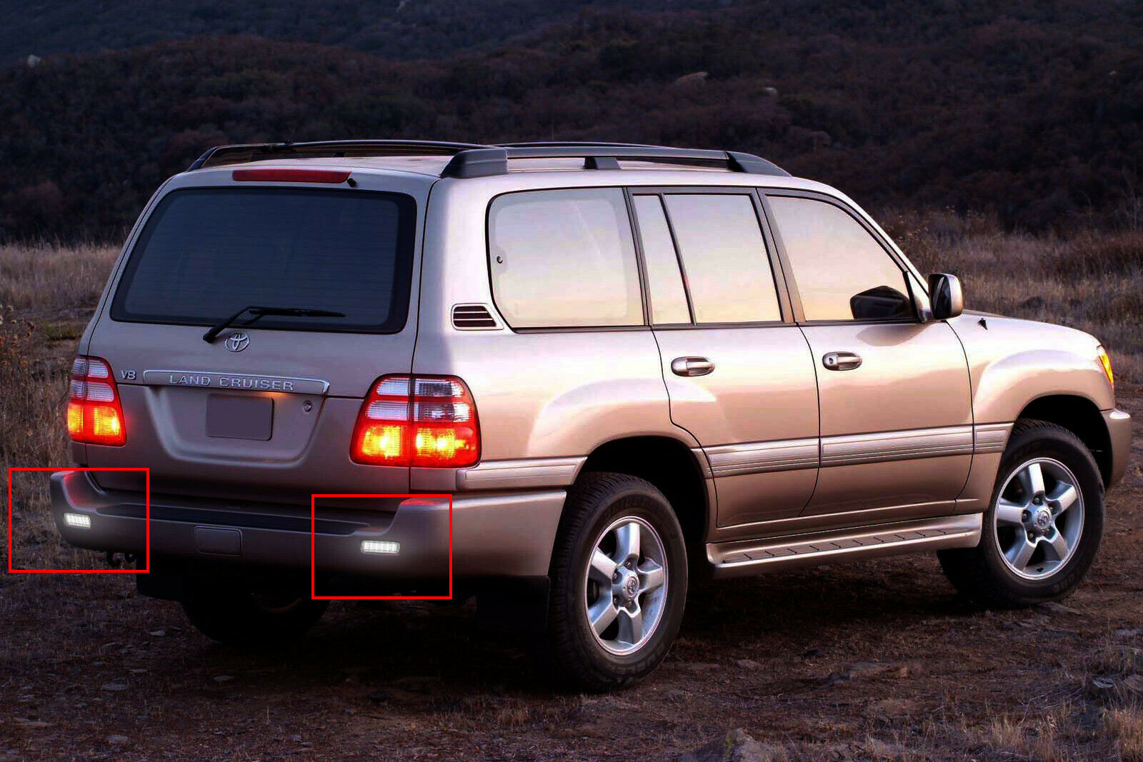 2x Clear Lens Bumper Reflector LED Tail Brake Light For Lexus LX470 Toyota Land Cruiser