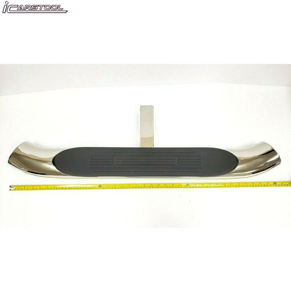 Universal Truck Trailer Rear Bumper Guard 36" Length x 3" Height x 4" Width Steel Towing Hitch Step Bar 2" Receiver Chrome 4" Oval Curved