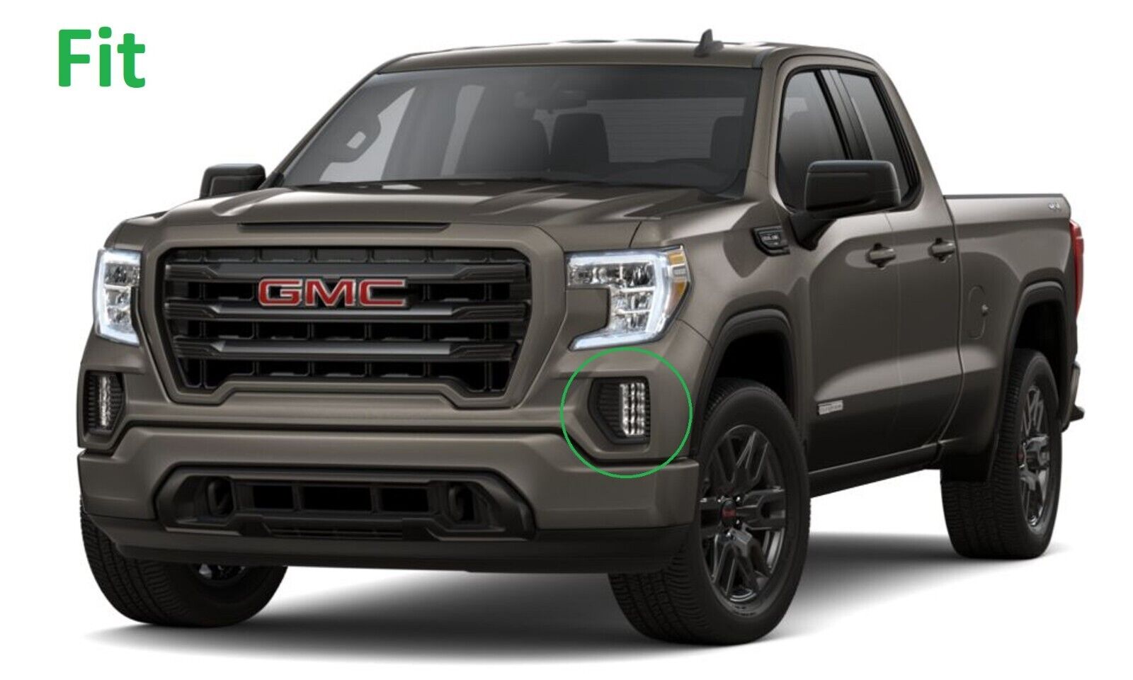Clear Lens LED Fog Lights Kit For 2019 2020 2021 GMC Sierra 1500 Base SLE Replacement Wires Bezel Switch Relay OEM# 84513246, 84513247 GM2592331, GM2593331