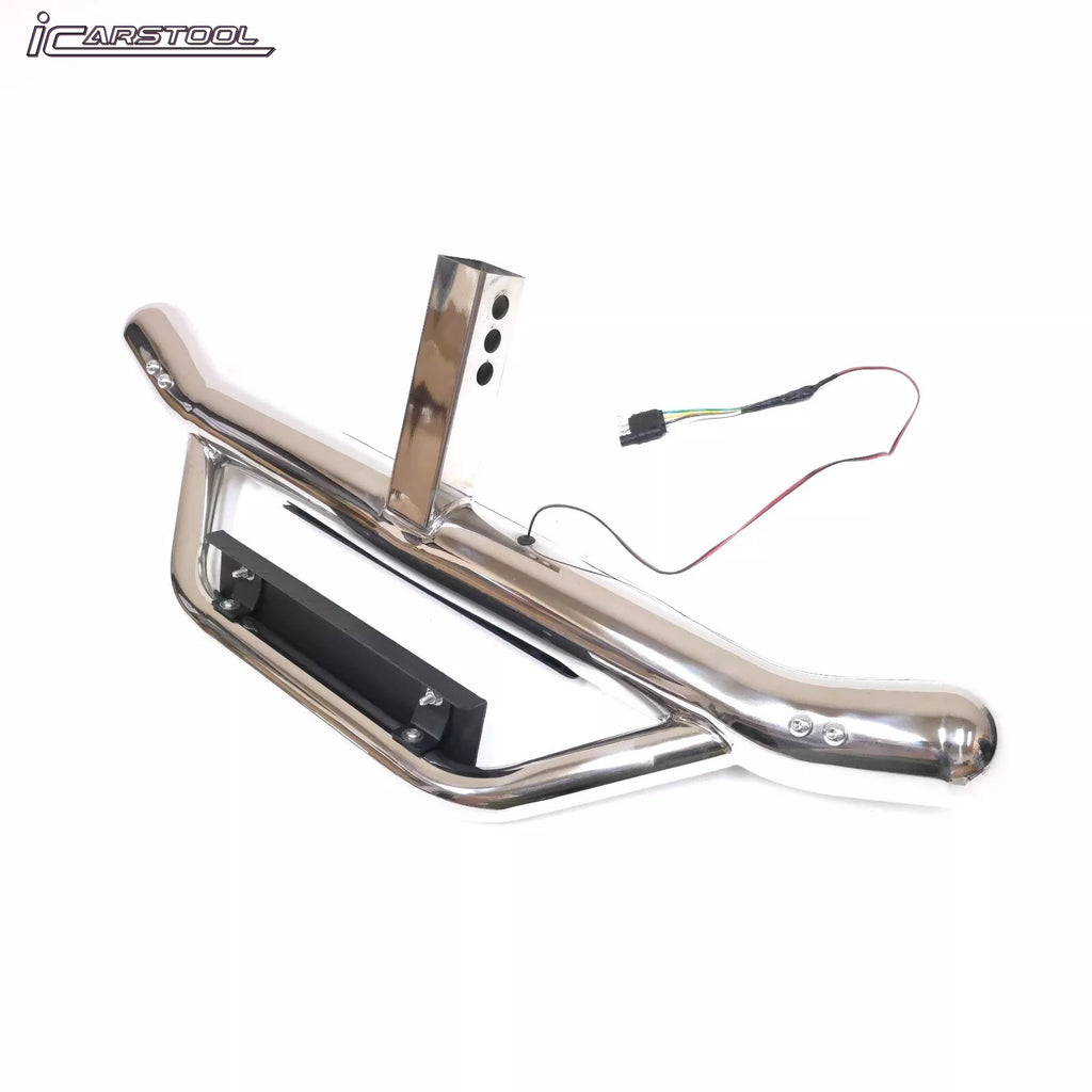 36" Tow Hitch Drop Step Bar Guard with LED Brake Light 6.5" Round End Chrome Finish for 2" Receiver Truck Heavy Duty Steel Anti Slip Pad