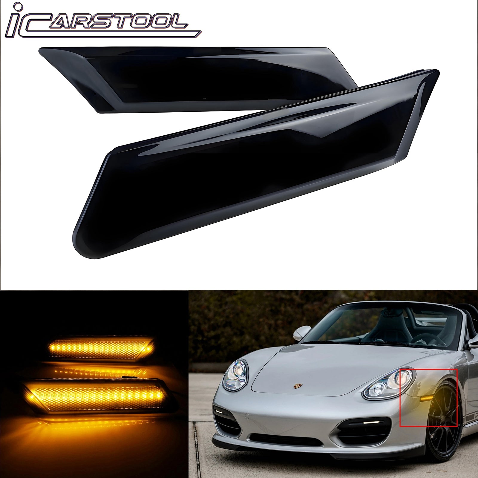 Smoke Lens Amber LED Side Marker Signal Lights For Porsche Boxster/Carrera 911/Cayman  OEM# 98763103302 98763103402 99763103802