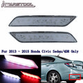 2x Clear Len LED Rear Bumper Reflector Brake Lights For 13-15 Honda Civic Sedan/4DR Only OEM#33505TR0A51, 33505-TR0-A51/33555-TR0-A51, 33555TR0A51