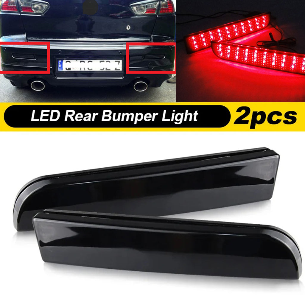 2x Smoke Lens Bumper Reflector LED Tail Brake Lights For 2008 - 2017 Mitsubishi Lancer