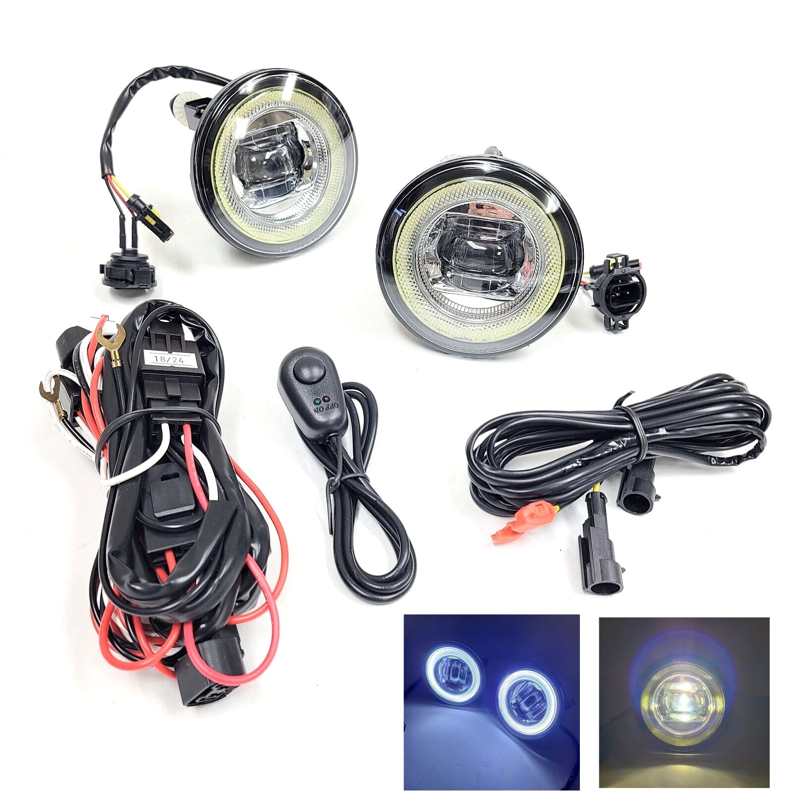 Clear Lens LED Fog Driving Lights Kit Halo For 2008 2009 2010 Ford Explorer Sport Trac with Wires Switch