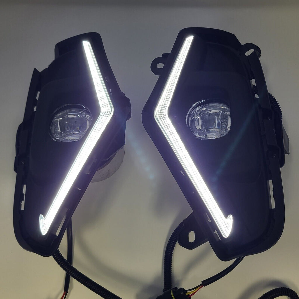 Dual Color LED Fog Driving Lights Kit Wire Switch Bezel For 2019 2020 2021 2022 2023 2024 Toyota Rav4 Rav 4 White DRL Amber Signal Sequential Accessories Lamps