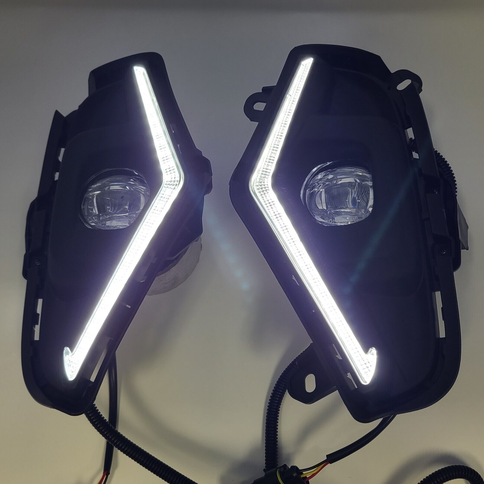 Dual Color LED Fog Driving Lights Kit Wire Switch Bezel For 2019 2020 2021 2022 2023 2024 Toyota Rav4 Rav 4 White DRL Amber Signal Sequential Accessories Lamps