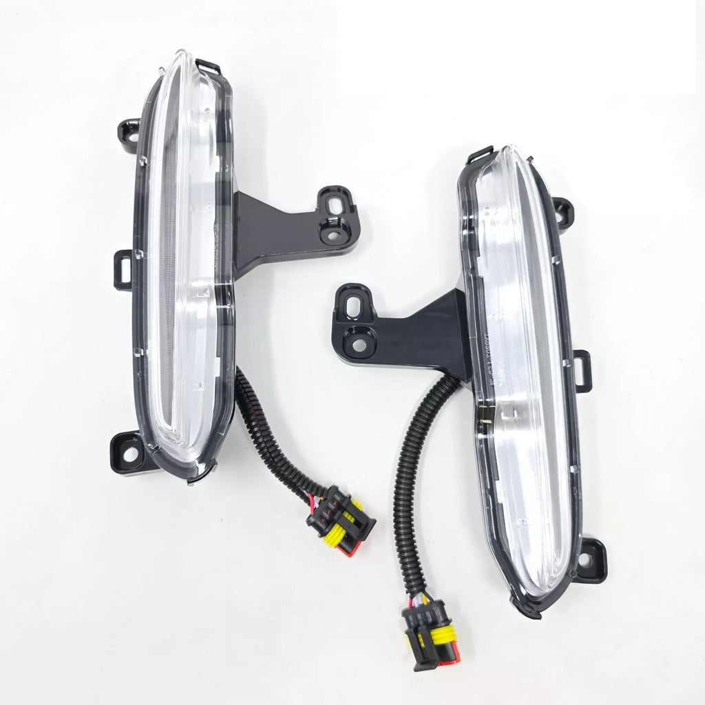 Dual Color LED DRL Signal Fog Light Kit For 2019-2025 Toyota Rav4 LE XLE Hybrid SE XSE with Bezel Wire & Daytime Running Light Amber Turn Signal Light