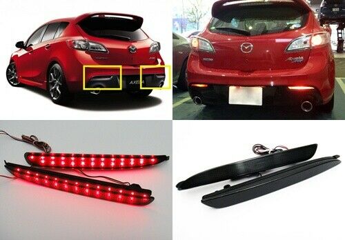 2x Black Smoked Lens LED Bumper Reflector Tail Brake Light  with 2010 2011 2012 2013 Mazda3 MAZDASPEED3 JDM Mazda3 / Axela Sport/Sedan/Mazdaspeed BL5FW BLEAW BLEFW