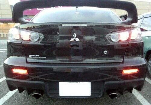 For 2008-2017 Mitsubishi Lancer EVO 2x Red Lens LED Bumper Reflect Brake Light Lamps