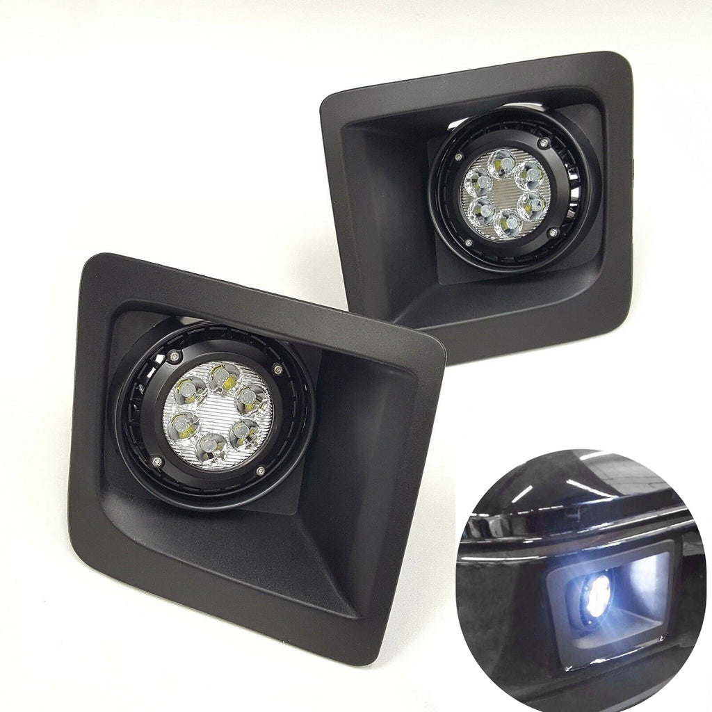 For 2014-2015 GMC Sierra with Built-in LED Front Bumper Clear Fog Driving Lights Bezel Pair OEM#15839896 /22902335 /22902334
