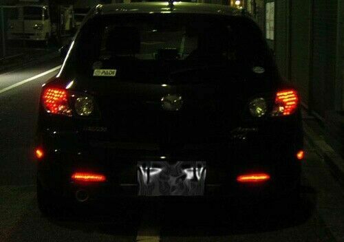 2x Clear Lens LED Bumper Reflector Brake Light For 2004-2009 Mazda 3 Mazdaspeed3 OEM#BN8R515L0B, BN8R515M0B,MA1185100, MA1184100