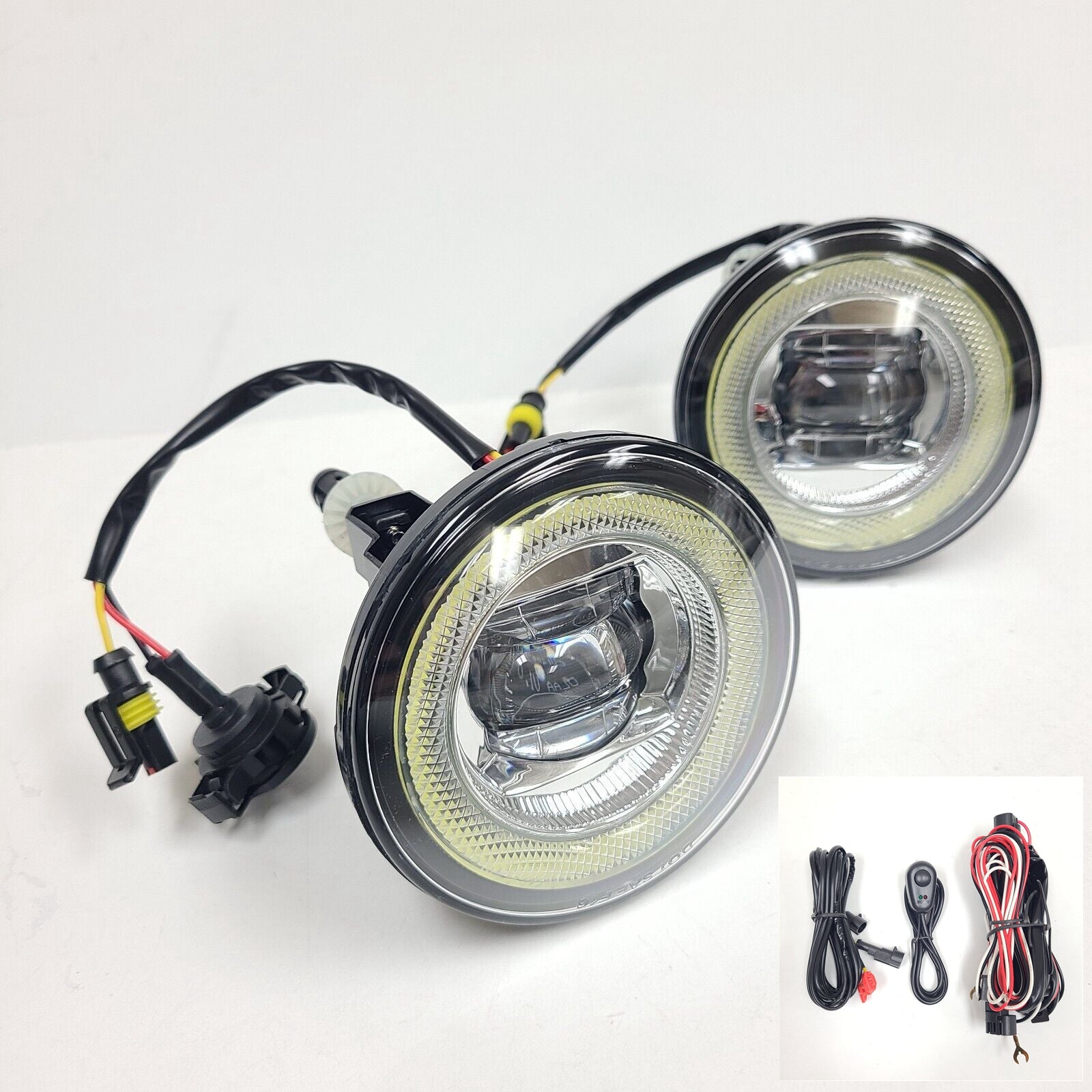 Clear Lens LED Fog Driving Lights Kit Halo For 2007-2014 GMC Yukon XL 1500 / 2500 Denali with Wires Switch