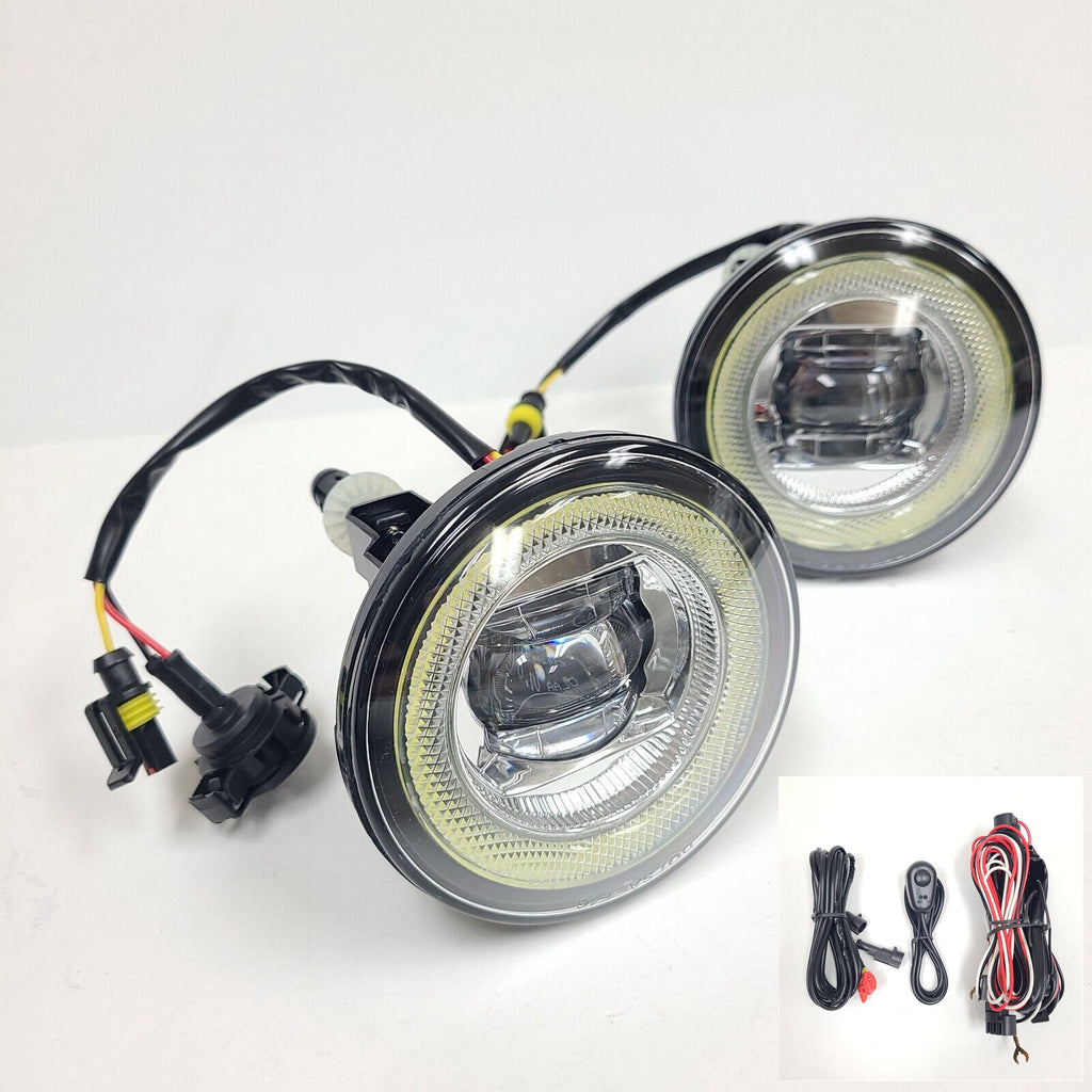 Clear Lens LED Fog Driving Lights Kit Halo For 2007-2014 Chevy Suburban Tahoe with Wires Switch