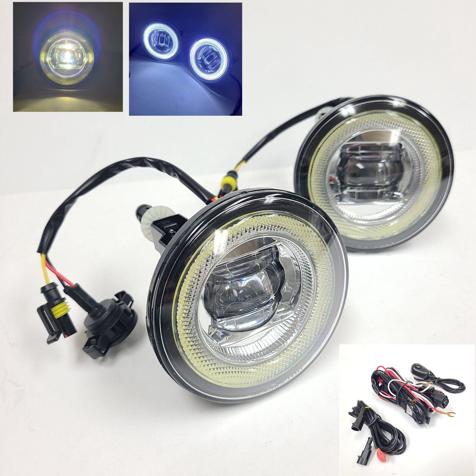Clear Lens LED Fog Driving Lights Kit Halo For Chevy 2007-2013 Avalanche/ 2010-2013 Camaro with Wires Switch