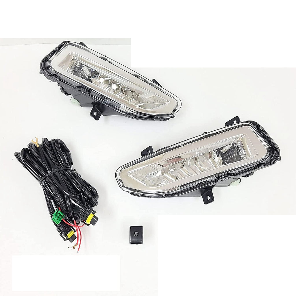 Clear Lens LED Fog Lights Kit For For 2020-2021 Nissan Sentra  with Wires Switch Relay 6000K White OEM#261558995A, 261508995A,NI2592139, NI2593139 ﻿