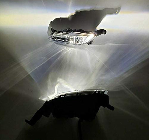 Built-in LED Fog Lights Kit for 2018 2019 Ford Explorer (OE Style Clear Lens with Switch, Relay, Bezels, Wires) OE# HS7Z15200F / HS7Z15201F, FO1039181 / FO103818