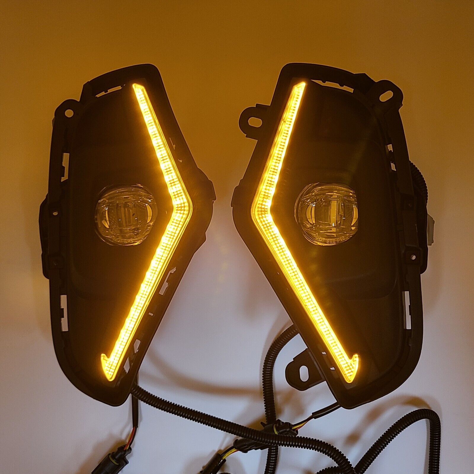 Dual Color LED Fog Driving Lights Kit Wire Switch Bezel For 2019 2020 2021 2022 2023 2024 Toyota Rav4 Rav 4 White DRL Amber Signal Sequential Accessories Lamps