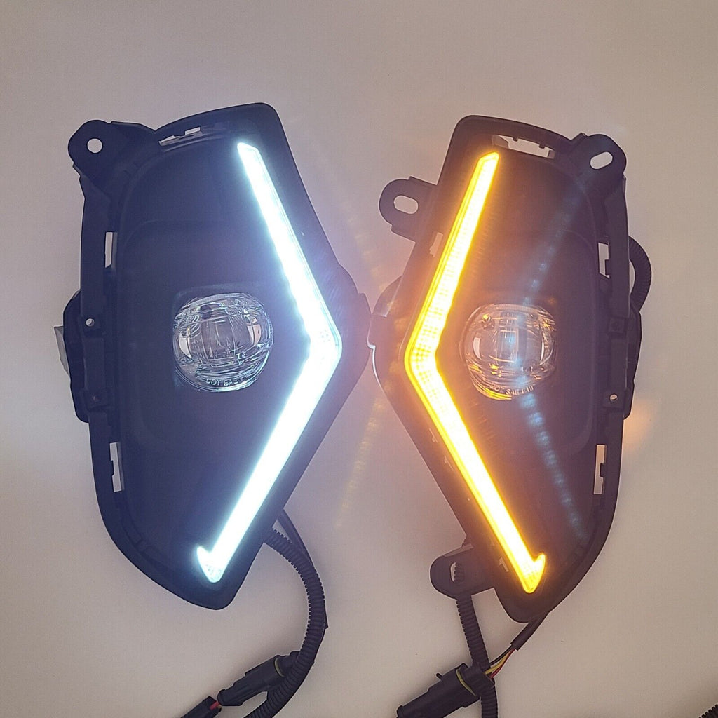 Dual Color LED Fog Driving Lights Kit Wire Switch Bezel For 2019 2020 2021 2022 2023 2024 Toyota Rav4 Rav 4 White DRL Amber Signal Sequential Accessories Lamps