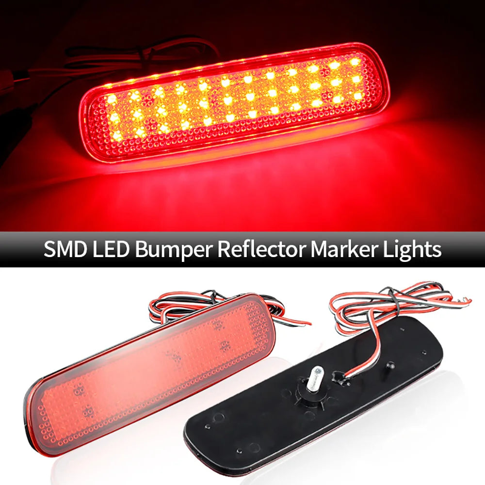 2x Red Bumper Reflector LED Tail Brake Stop Lights For 1998-2007 Toyota Land Cruiser / Land Cruiser Amazon / Land Cruiser Cygnus / 100-Series Cruisers