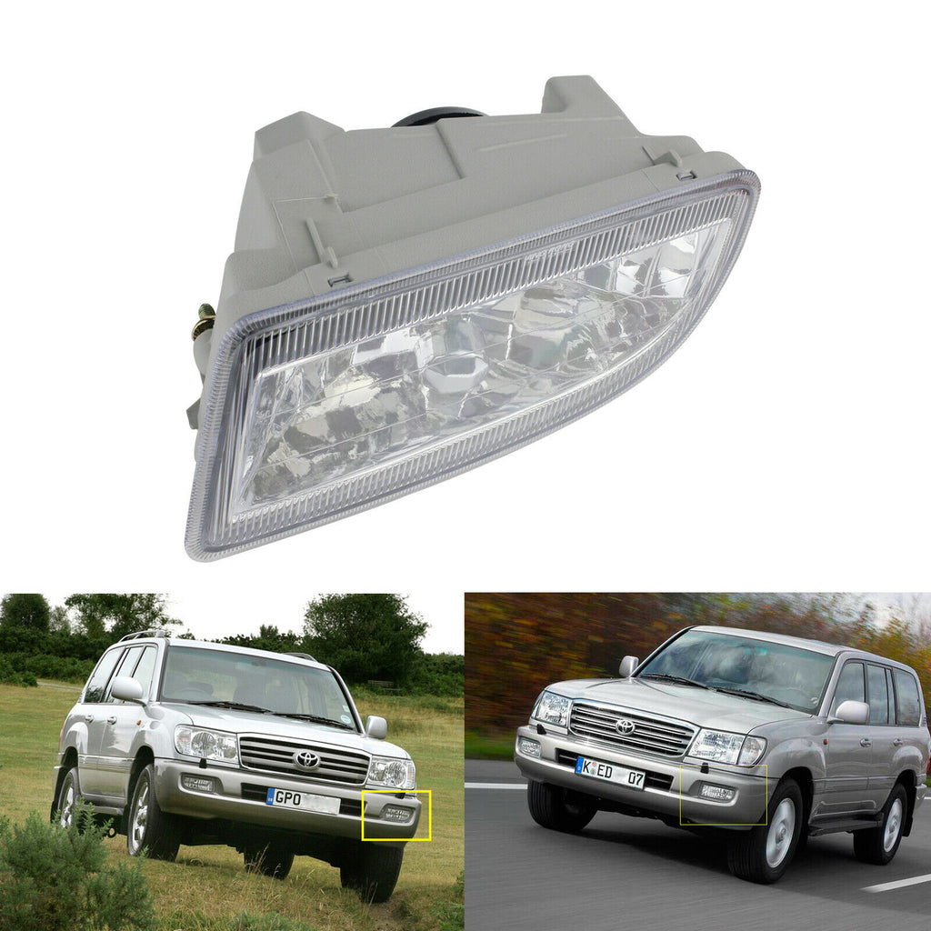 Fog Lights  For 1998-2007 Toyota Land Cruiser (OE Style Clear Lens with Adapter Plugs, Bulb) OE#TO2592101 / TO2593101, 81220-60042 / 81210-60122