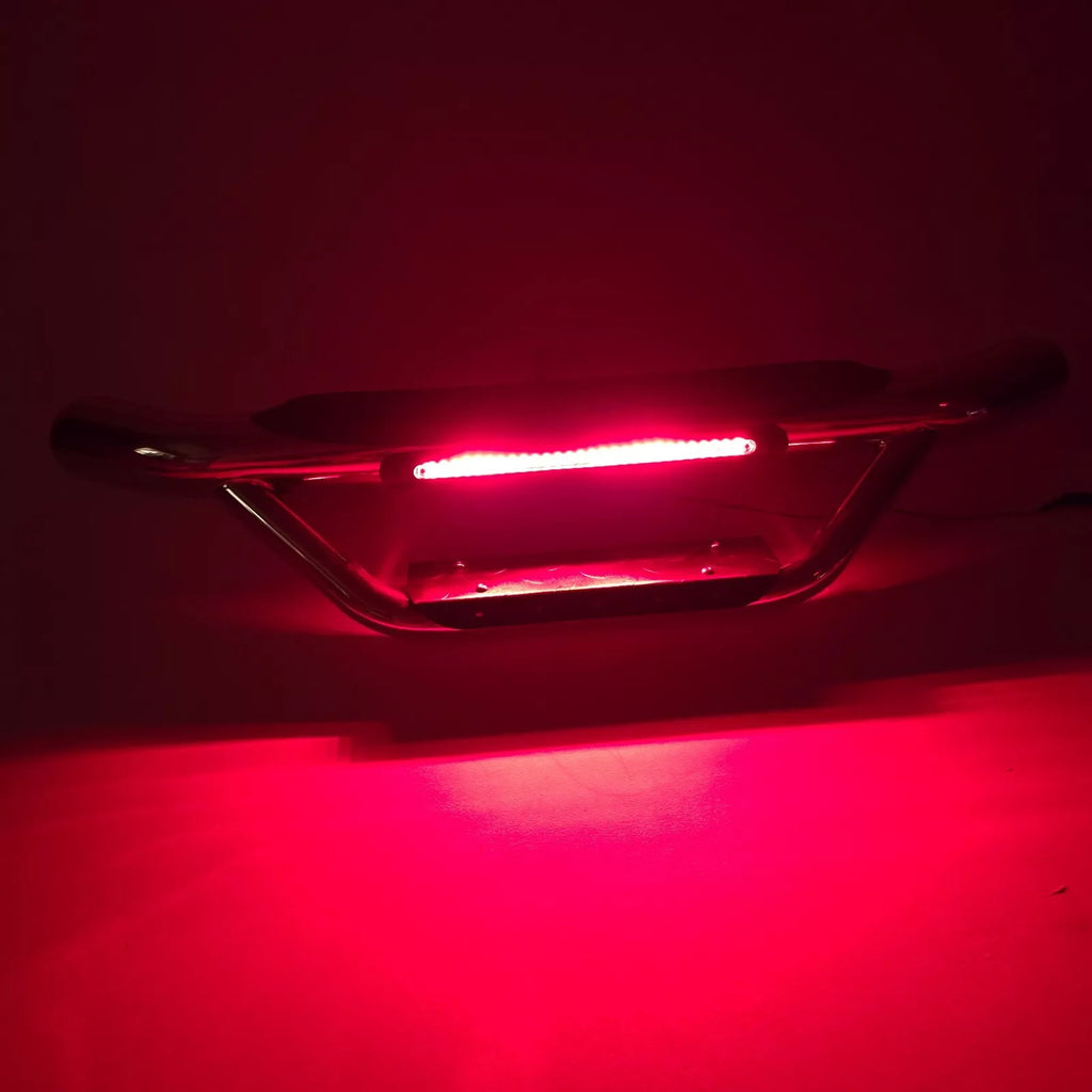 36" Tow Hitch Drop Step Bar Guard with LED Brake Light 6.5" Round End Chrome Finish for 2" Receiver Truck Heavy Duty Steel Anti Slip Pad