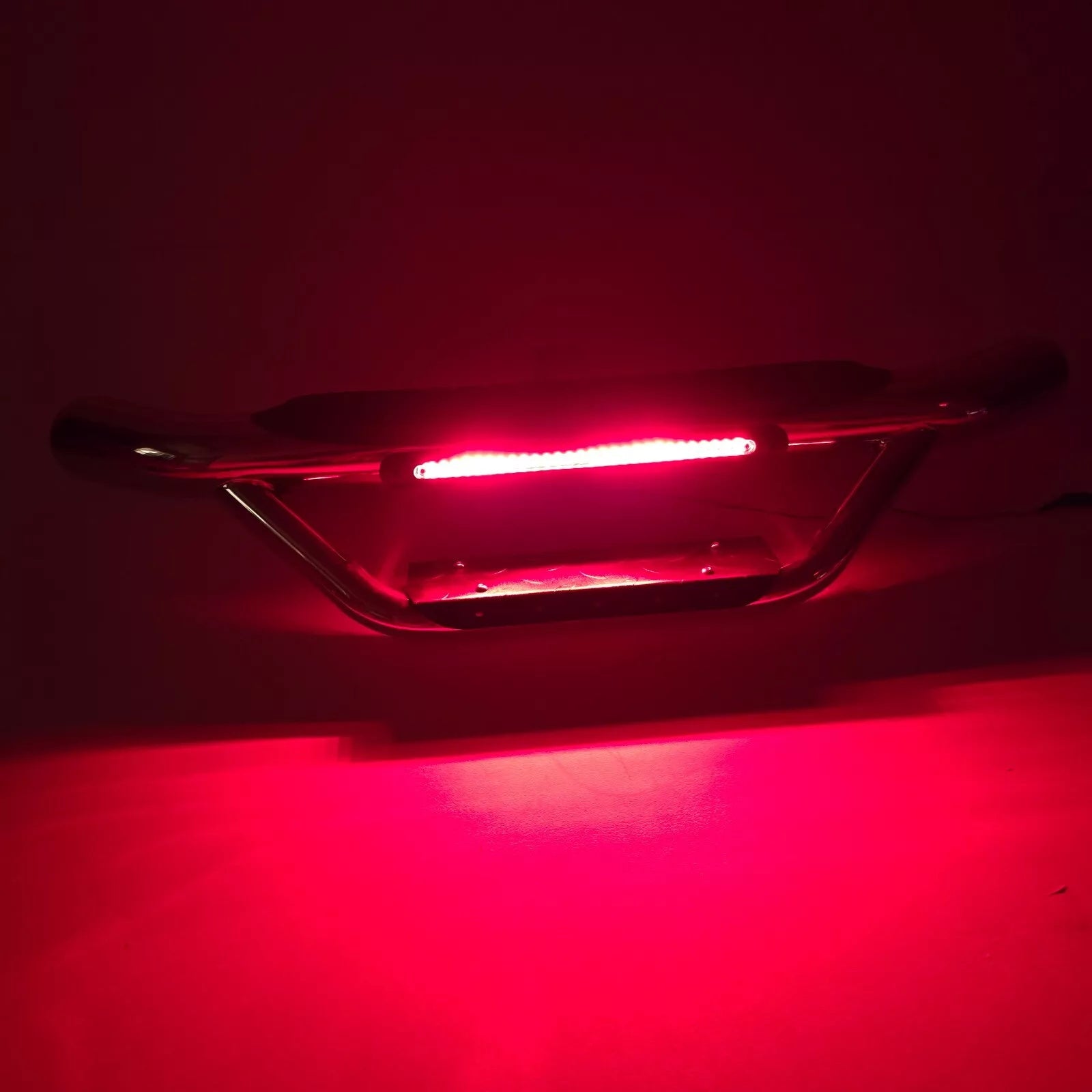 36" Tow Hitch Drop Step Bar Guard with LED Brake Light 6.5" Round End Chrome Finish for 2" Receiver Truck Heavy Duty Steel Anti Slip Pad