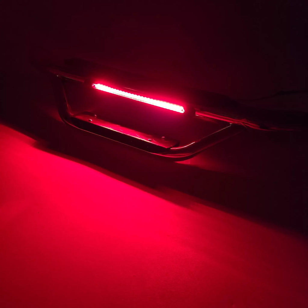 36" Tow Hitch Drop Step Bar Guard with LED Brake Light 6.5" Round End Chrome Finish for 2" Receiver Truck Heavy Duty Steel Anti Slip Pad