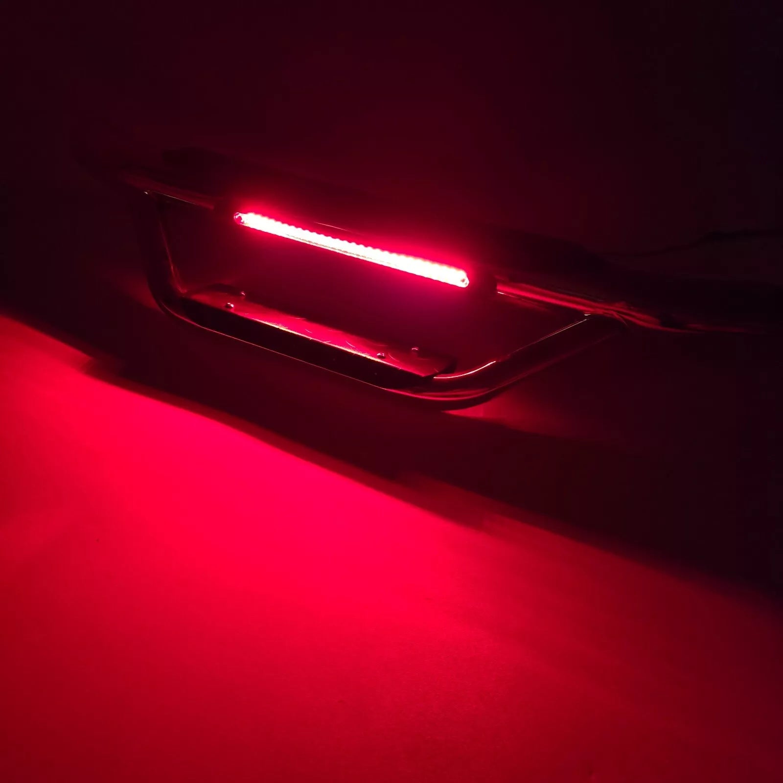36" Tow Hitch Drop Step Bar Guard with LED Brake Light 6.5" Round End Chrome Finish for 2" Receiver Truck Heavy Duty Steel Anti Slip Pad