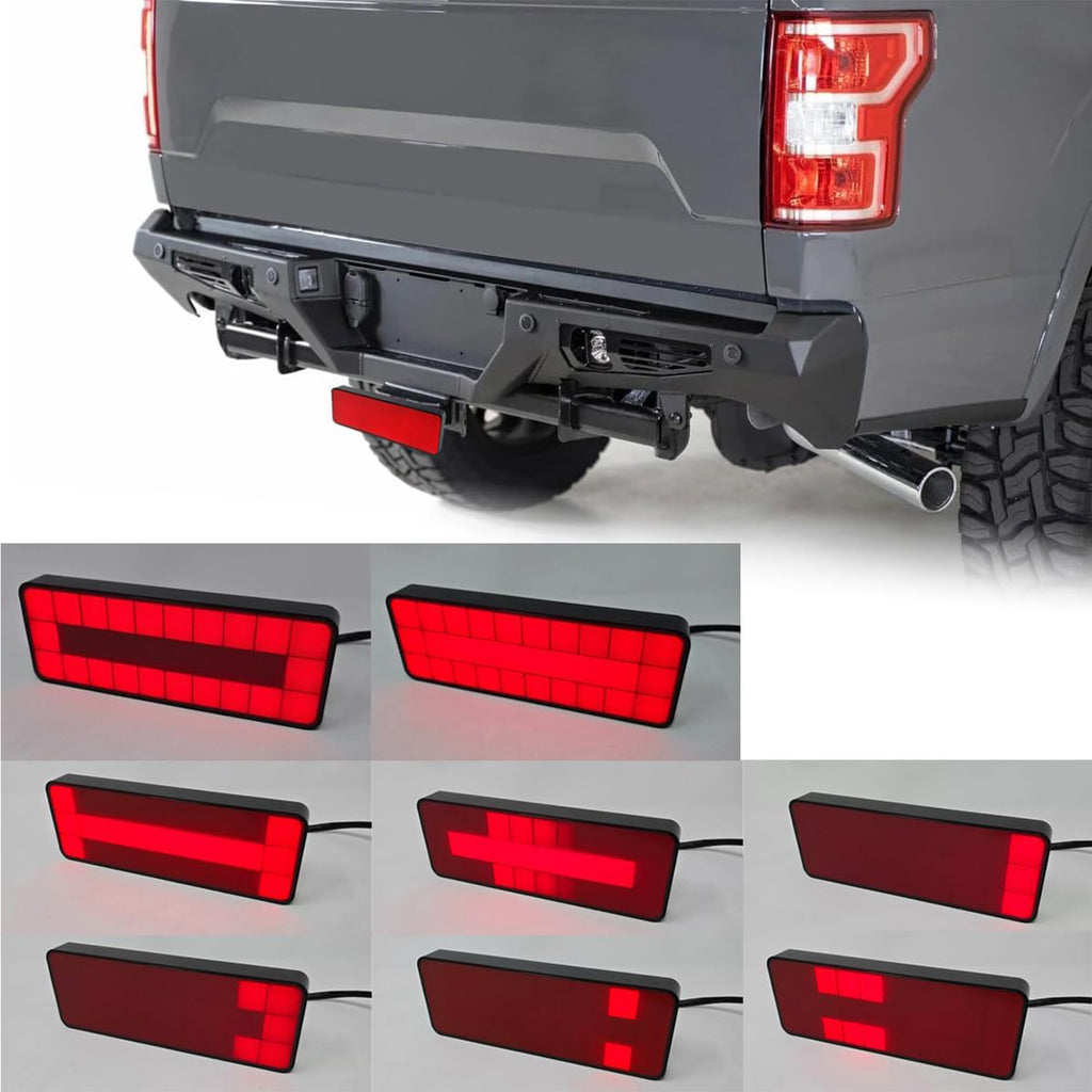 2" Receiver Tow Hitch Brake Reverse Sequential Signal Light Cover Red Reflector Small Square Pixel Bright LED RV SUV Van Truck Rectangler with Plug