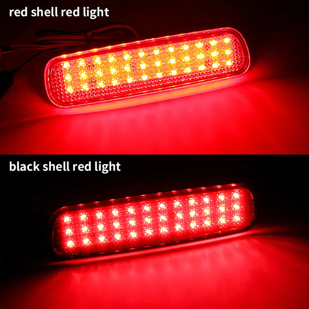 2x Red Bumper Reflector LED Tail Brake Stop Lights For 1998-2007 Toyota Land Cruiser / Land Cruiser Amazon / Land Cruiser Cygnus / 100-Series Cruisers