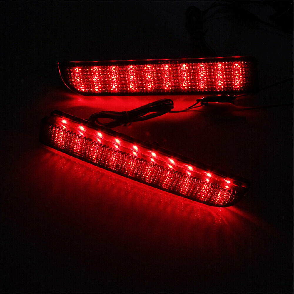 2x Smoke Lens Bumper Reflector LED Tail Brake Lights For 2008 - 2017 Mitsubishi Lancer