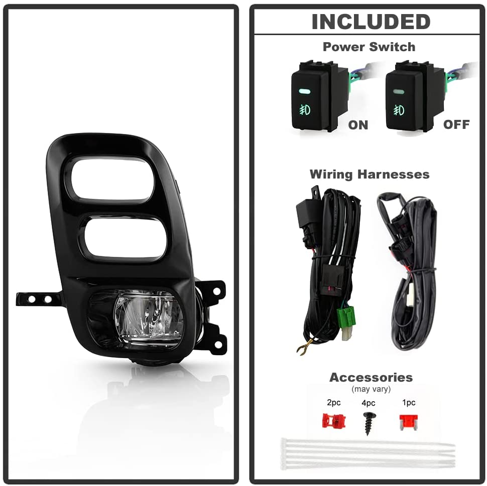 Clear Lens LED Fog Lights Kit For 2021-2022 Honda Odyssey with Switch Bezel Wires Relay OEM# 33950TEYY01 / 33900TEYY01,HO2592144 / HO2593144 19-6225-00 / 19-6226-00