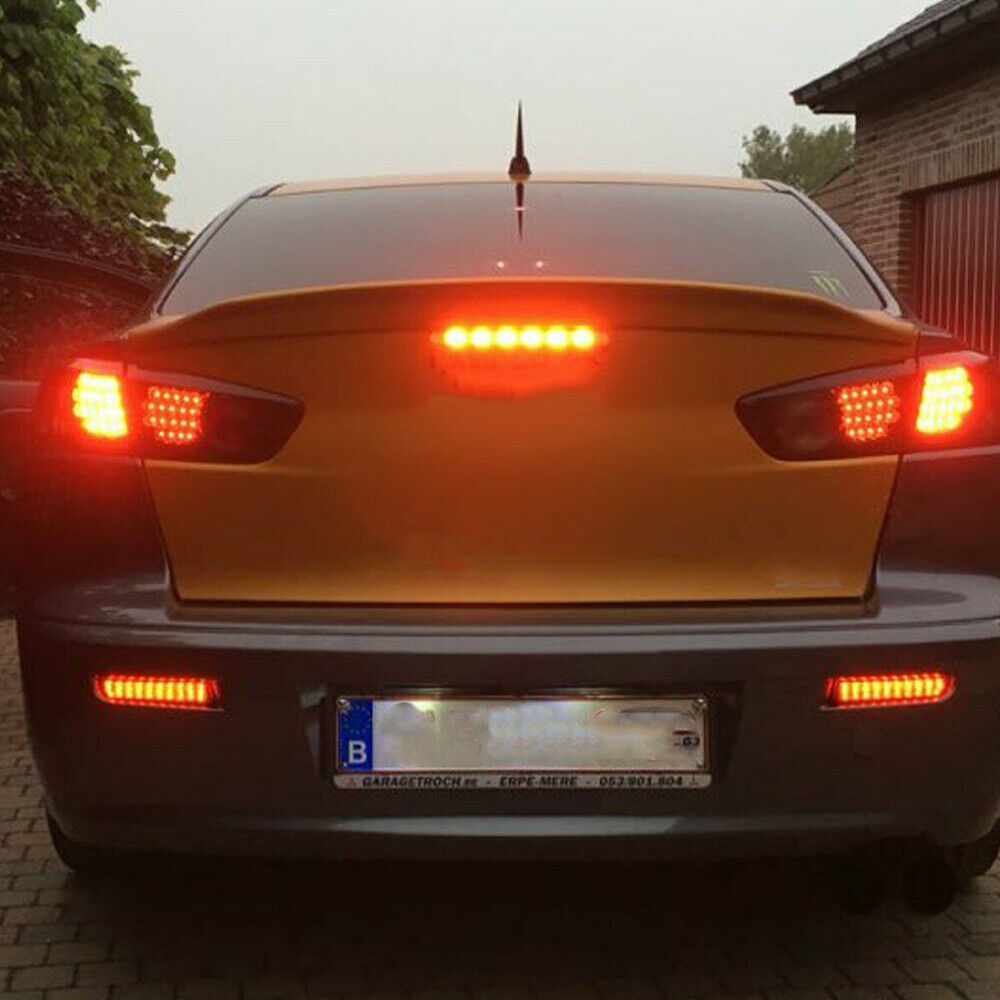 2x Smoke Lens Bumper Reflector LED Tail Brake Lights For 2008 - 2017 Mitsubishi Lancer