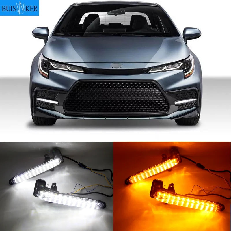 Clear Lens LED Fog Accent Lights Kit For 2020 2021 2022 Toyota Corolla SE XSE Sequential DRL Signal Bezel Switchback Amber Whites OEM#812B012010, 812A012010,TO2562105,TO2563105,81481-02A30, 81482-02A20TO1039237, TO1038237