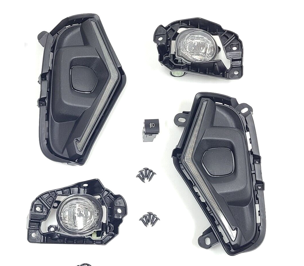 Dual Color LED Fog Driving Lights Kit Wire Switch Bezel For 2019 2020 2021 2022 2023 2024 Toyota Rav4 Rav 4 White DRL Amber Signal Sequential Accessories Lamps
