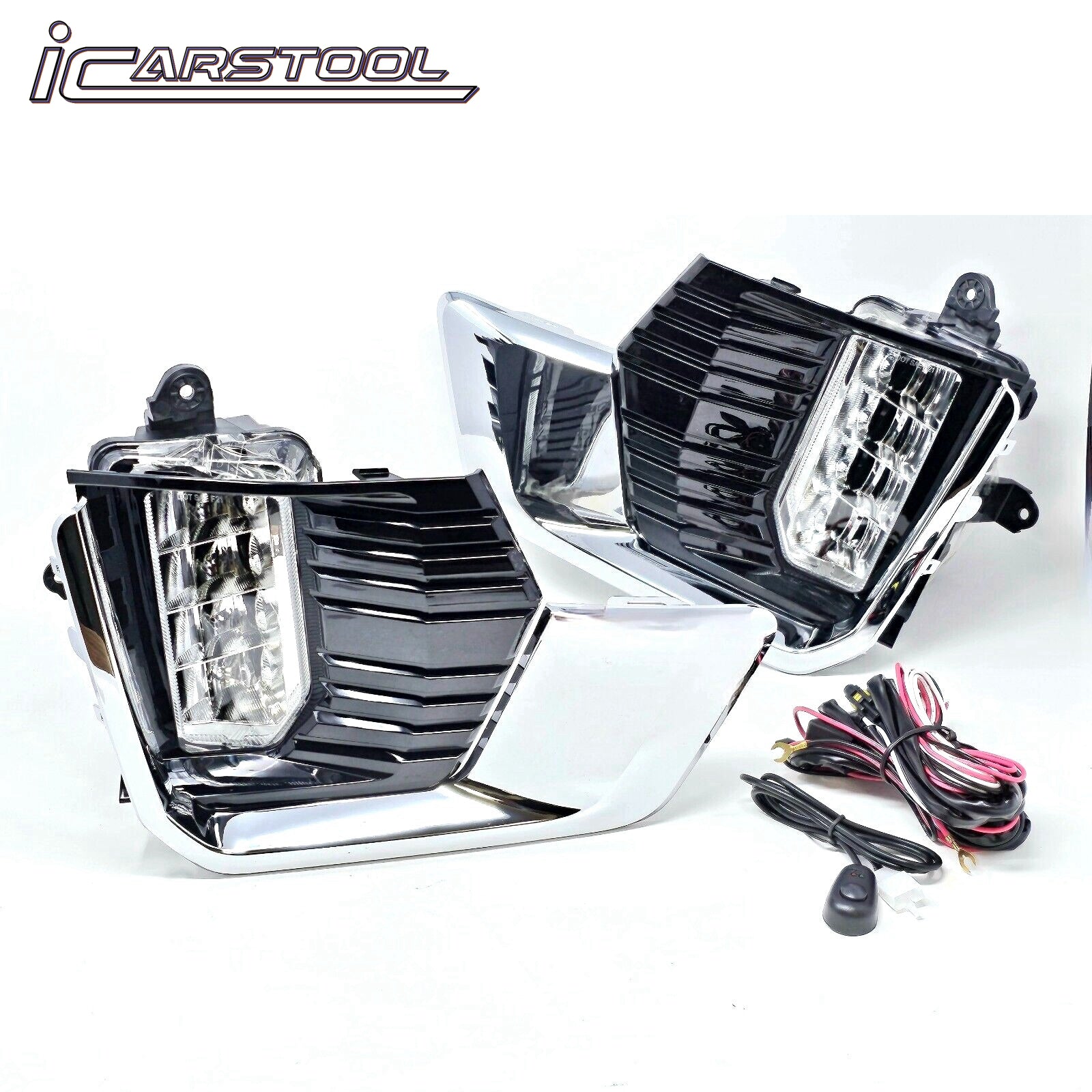 Clear Lens LED Fog Lights Kit For 2021 2022 2023 GMC Yukon /Yukon XL with Switch Wire Bezel OEM# 84513247 / 84513246 / 84739476 / 84739475 GM2593331 / GM2592331 /&nbsp;GM2593335 / GM2592335