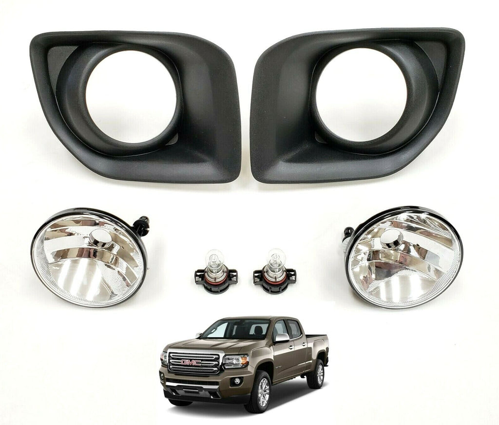 Fog Lights Kit for 2015 2016 2017 2018 2019 GMC Canyon, OE Style Clear Lens Fog Lamps Assembly