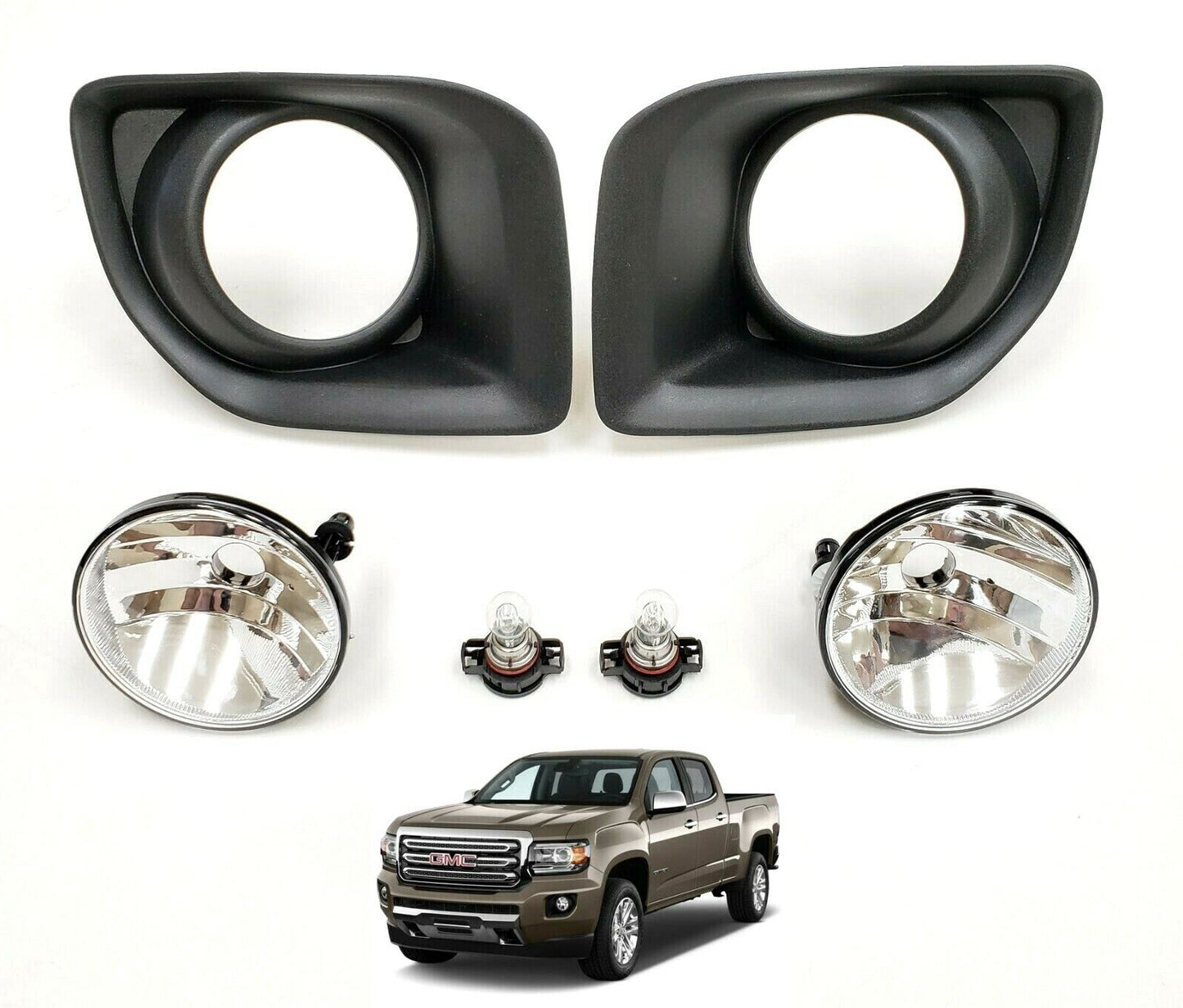 Fog Lights Kit for 2015 2016 2017 2018 2019 GMC Canyon, OE Style Clear Lens Fog Lamps Assembly