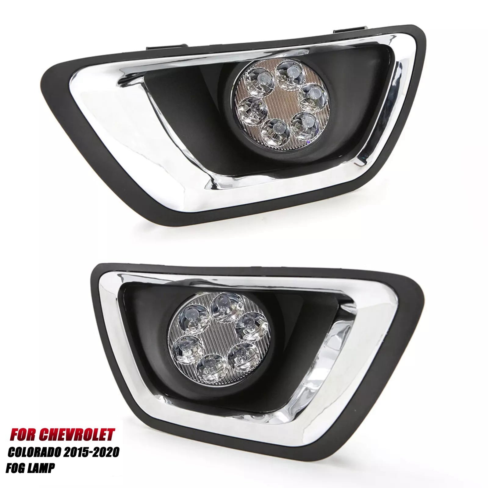 Clear Lens LED Fog Lights Kit For 2015-2020 Chevrolet Colorado with Bezel 5202 Plug OEM# 22891701 / 22891700 GM1039176 / GM1038176 GM2590104 15839896