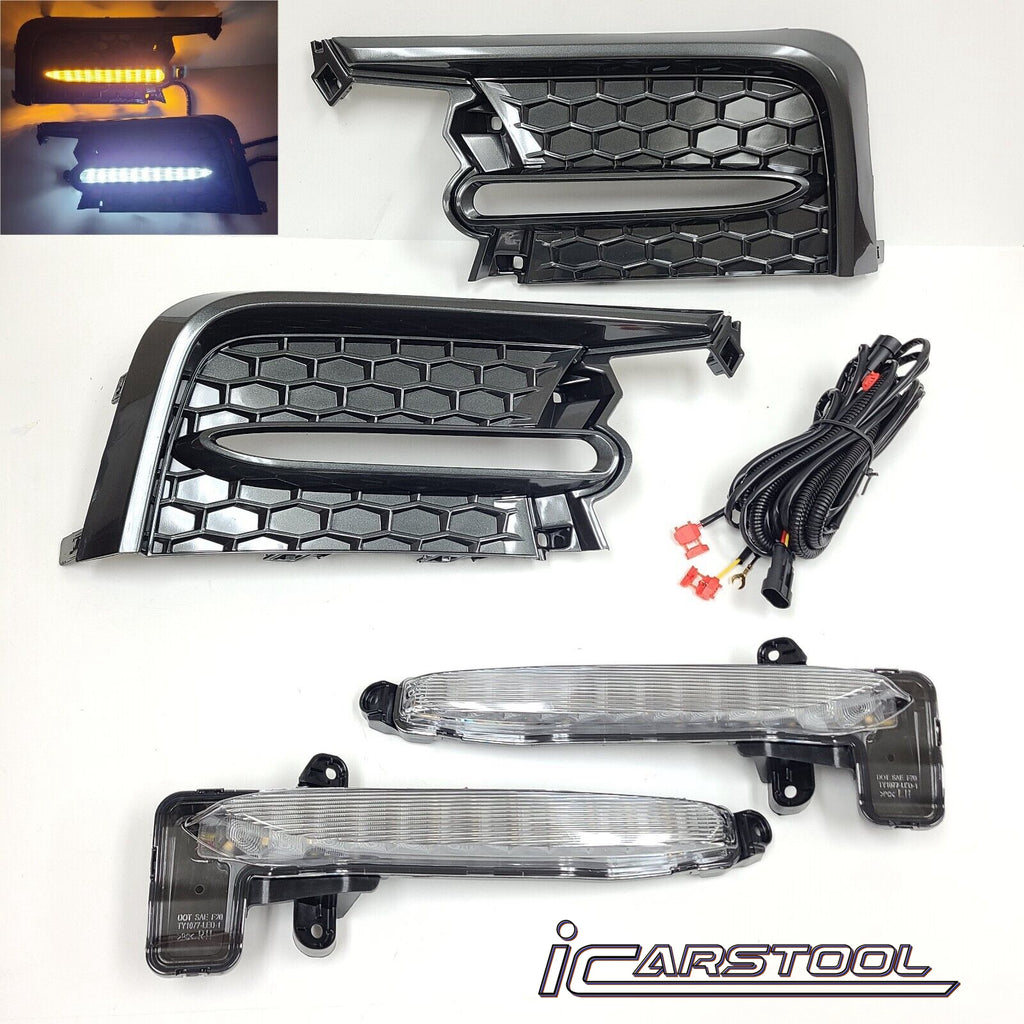 Clear Lens LED Fog Accent Lights Kit For 2020 2021 2022 Toyota Corolla SE XSE Sequential DRL Signal Bezel Switchback Amber Whites OEM#812B012010, 812A012010,TO2562105,TO2563105,81481-02A30, 81482-02A20TO1039237, TO1038237