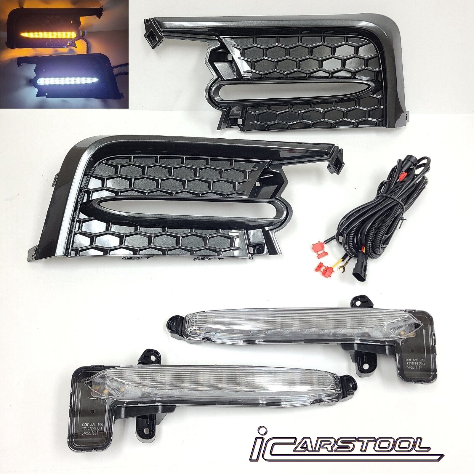 Clear Lens LED Fog Accent Lights Kit For 2020 2021 2022 Toyota Corolla SE XSE Sequential DRL Signal Bezel Switchback Amber Whites OEM#812B012010, 812A012010,TO2562105,TO2563105,81481-02A30, 81482-02A20TO1039237, TO1038237