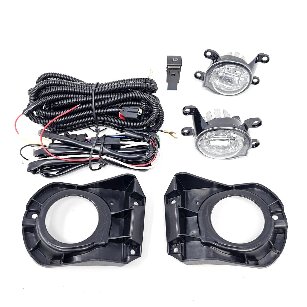 For 2022 2023 2024 Toyota Corolla Cross 6000k White LED Fog Light Kit Assembly Upgrade - OE Style Aftermarket Parts - Clear Lens Complete with Bezels Switch  and Wires