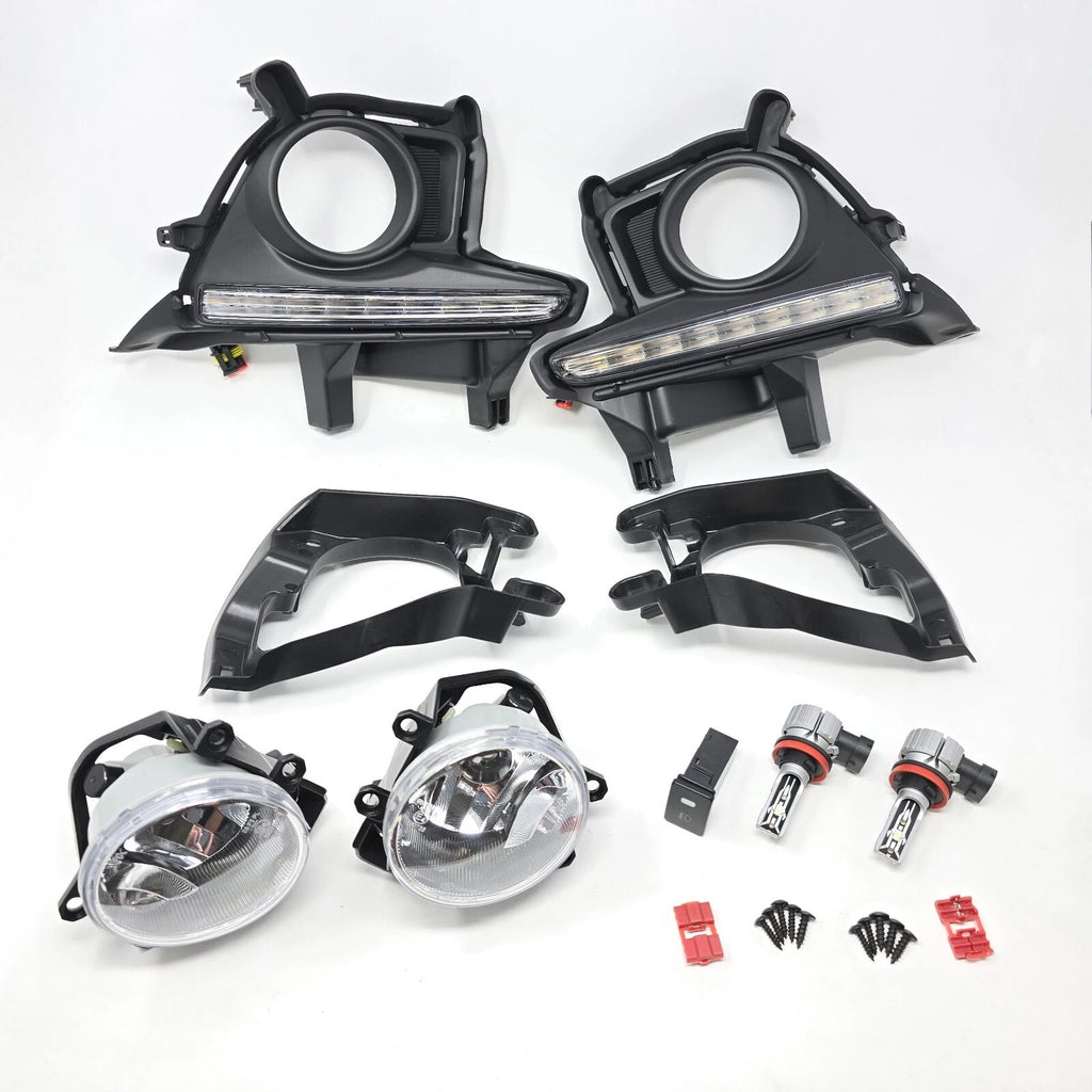 For 2014-2016 Toyota Highlander LED Fog Lights Kit w/Dual Color DRL Bezel Switch