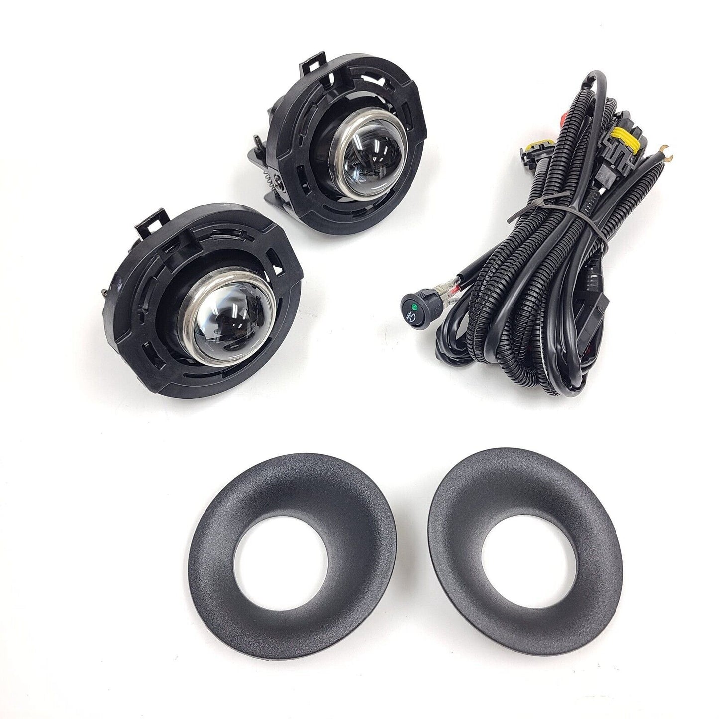 Clear Lens Halogen Fog Lights Kit For 2015-2023 Dodge Challenger Switch Bezel Wires Assembly 55W  4300K  H8 / H11 OEM# 5182021AB,68259663AA, 68259662AA ,CH2594105,CH1038177, CH1039177