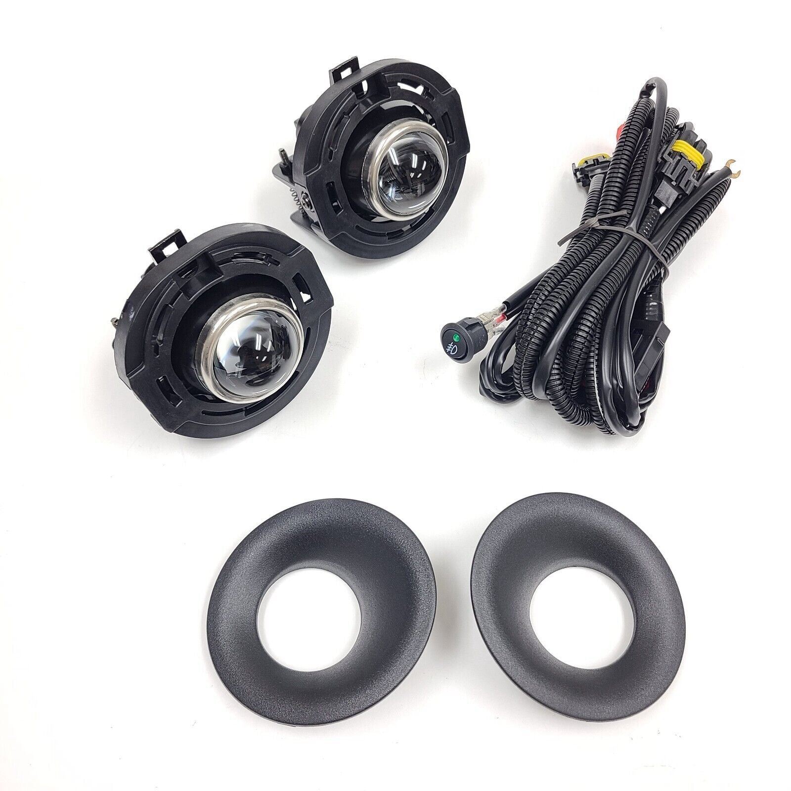 Clear Lens Halogen Fog Lights Kit For 2015-2023 Dodge Challenger Switch Bezel Wires Assembly 55W  4300K  H8 / H11 OEM# 5182021AB,68259663AA, 68259662AA ,CH2594105,CH1038177, CH1039177