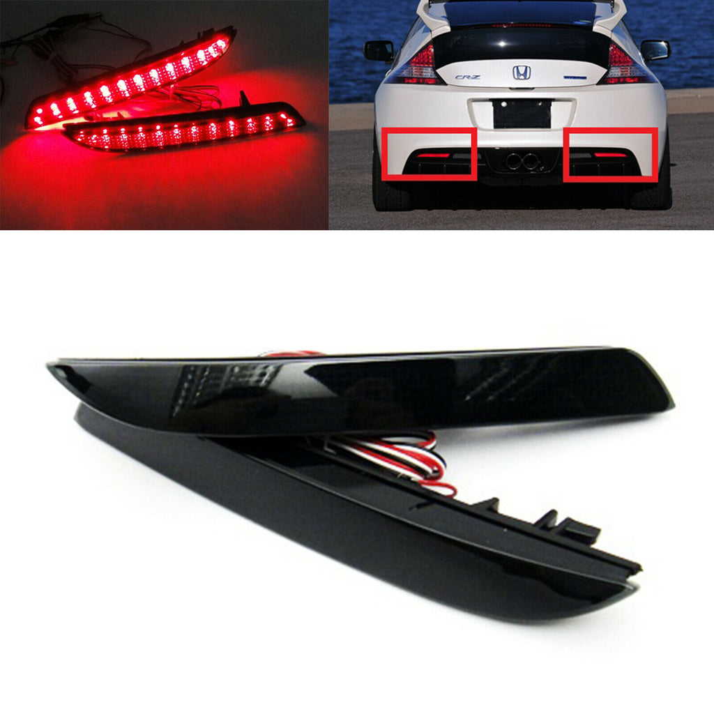 2X SMOKE LENS LED REAR BUMPER REFLECTOR BRAKE LIGHTS FOR  ACURA TSX WAGON HONDA CR-Z ZF1 CR-V INSIGHT HYBRID