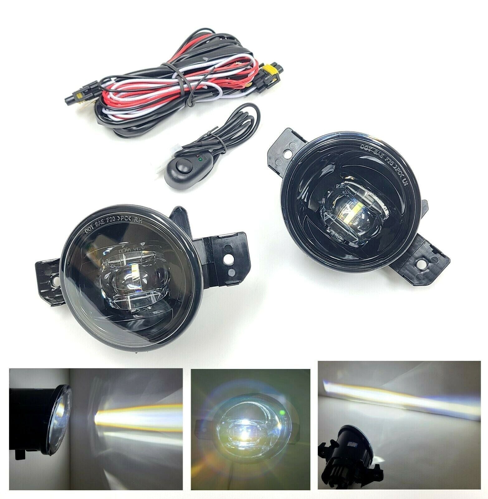 Built-in LED Fog Lights Kit for 2011 Infiniti G37 (OE Style, Clear Lens) with Switch, Wires, Relay OEM#NI2593122 / NI2592122, 261559B91C / 261509B91C