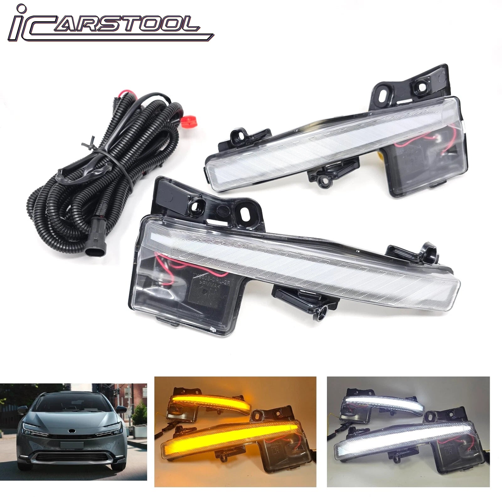 LED Fog Accent Lights Kit For 2023 2024 2025 Toyota Prius DRL Sequential Signal Wires NEW ﻿